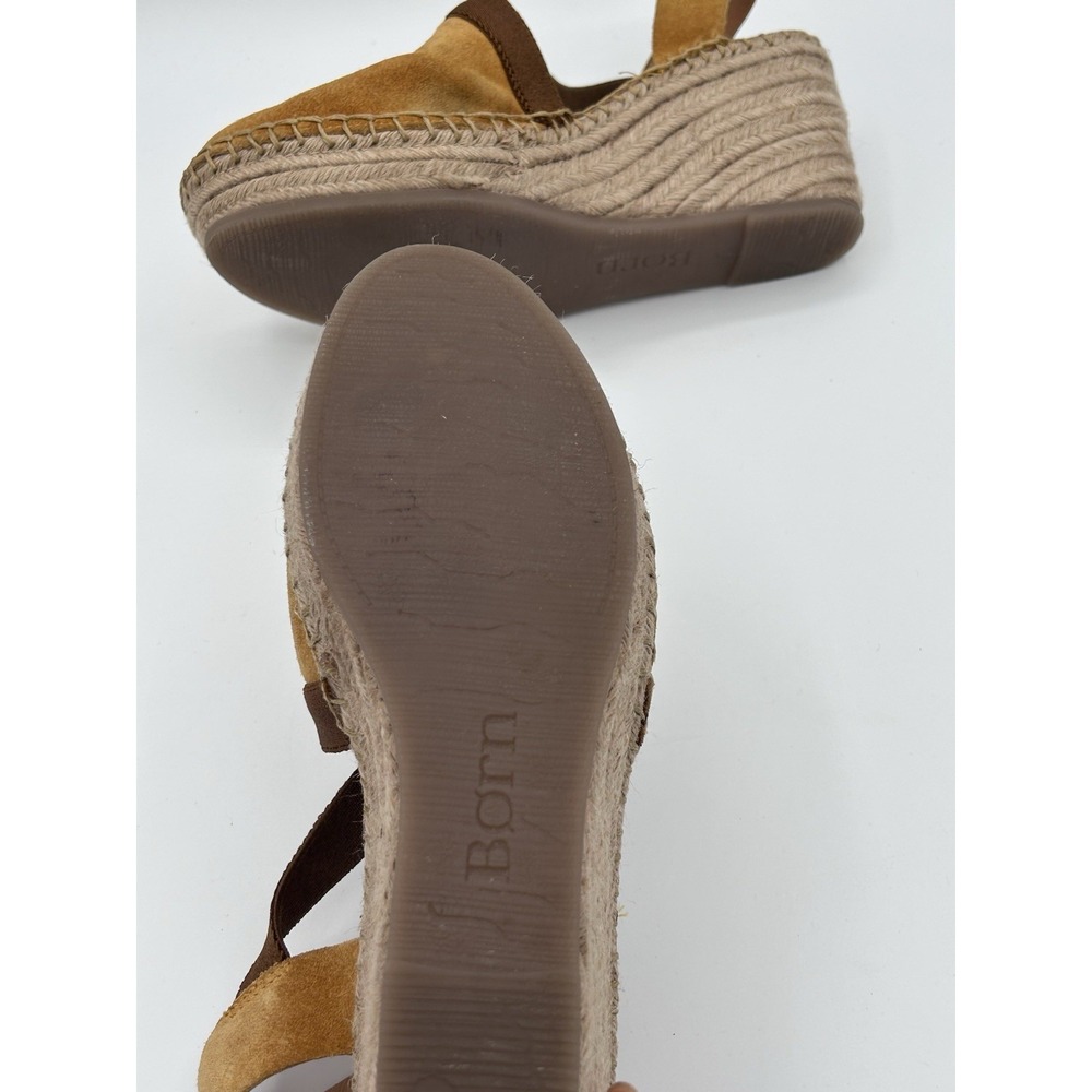Born Women's Meade Sandle Sz 8 Wedge Platform Espadrille Mustard Suede Slingback - Picture 7 of 12